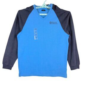 Izod Baltic Mens Pullover Blue French Rib Long Sleeve V-Neck Sweater Size XL NWT